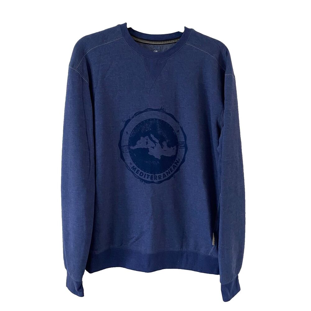 Men's Navy Crewneck Sweatshirt - Mediterranean Graphic